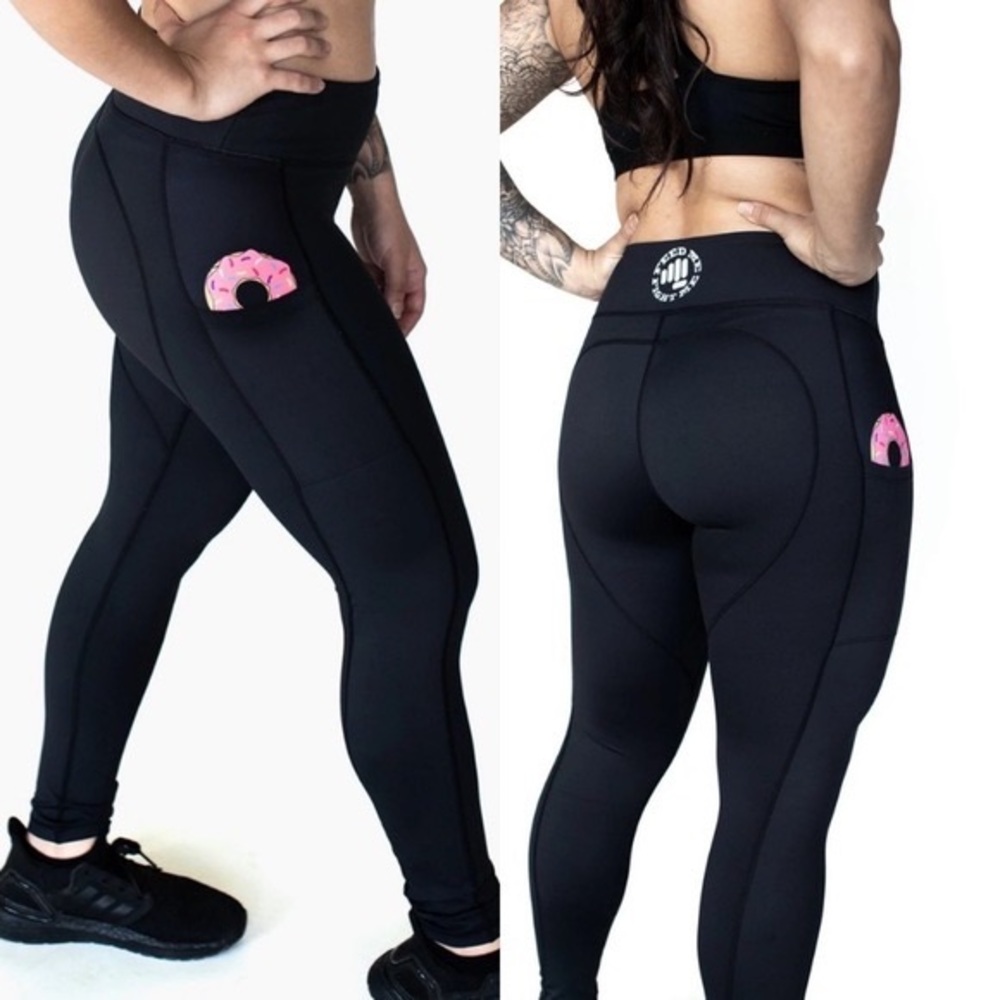 Feed me fight me black donut pocket legging